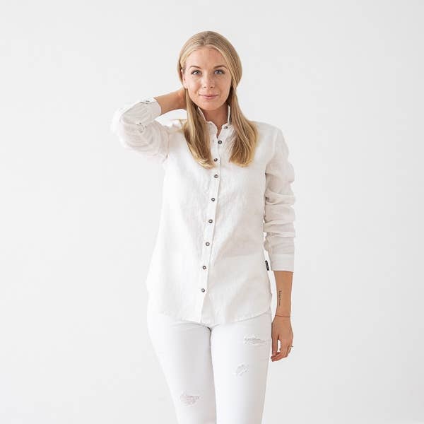 LinenMe - Wholesale Button Down Shirt - Women's - Linen Shirt White Ernesto4