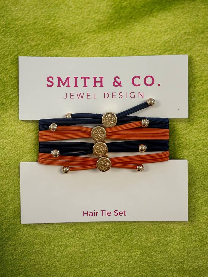Smal Hårelastiksæt - Orange / Marineblå for engroshandel hos Smith and Co. Design