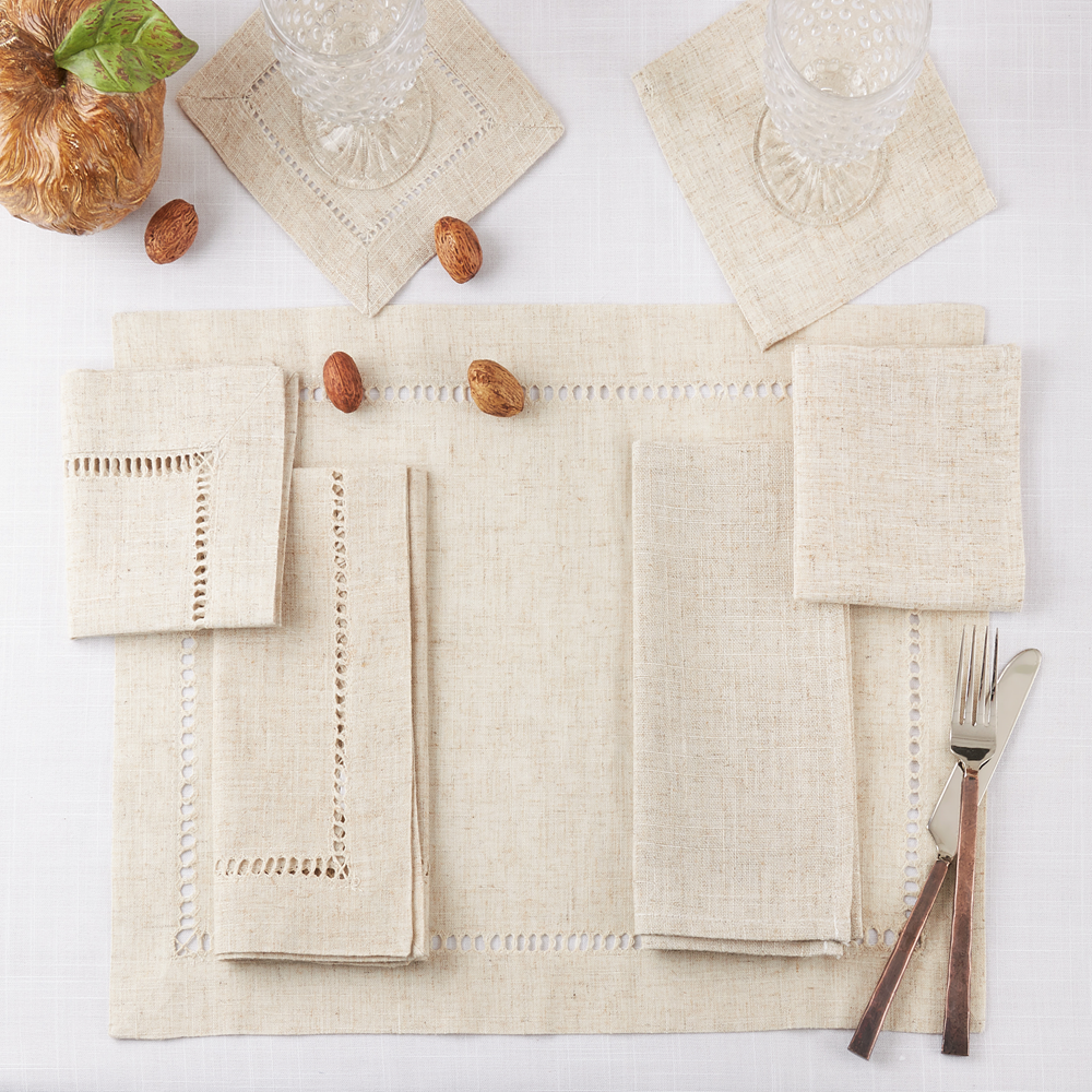 Fennco Styles - Wholesale Placemat - Hemstitch Linen Blend 14"x20" Placemat2