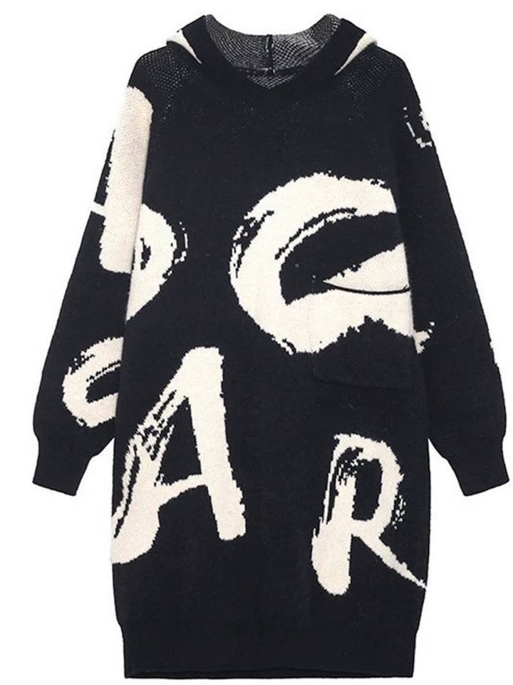 Trui met patroon, tuniekjurk met capuchon voor wholesale door Luxe & Leather by Madonna & Co