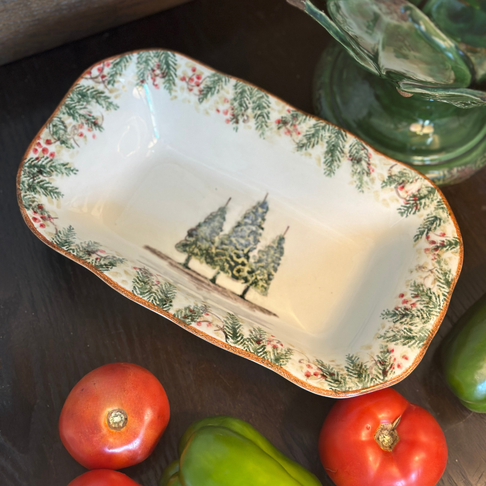 Arte Italica & Crown Linen Designs - Wholesale Decorative Plate/Dish/Bowl - Natale Rectangular Dish - NEW1
