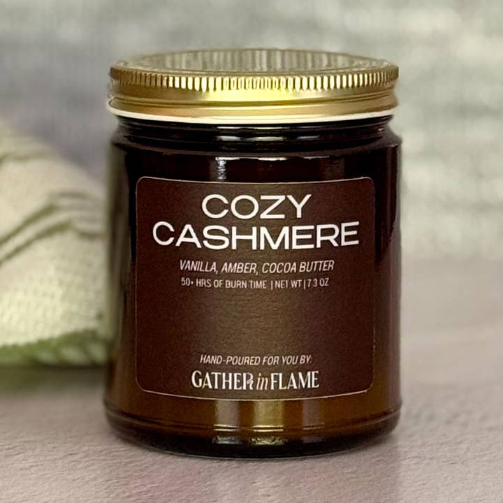 Cachemire Douillet – Bougie de Luxe Vanille & Ambre pour l'Automne pour la vente par Gather In Flame Candle Co.