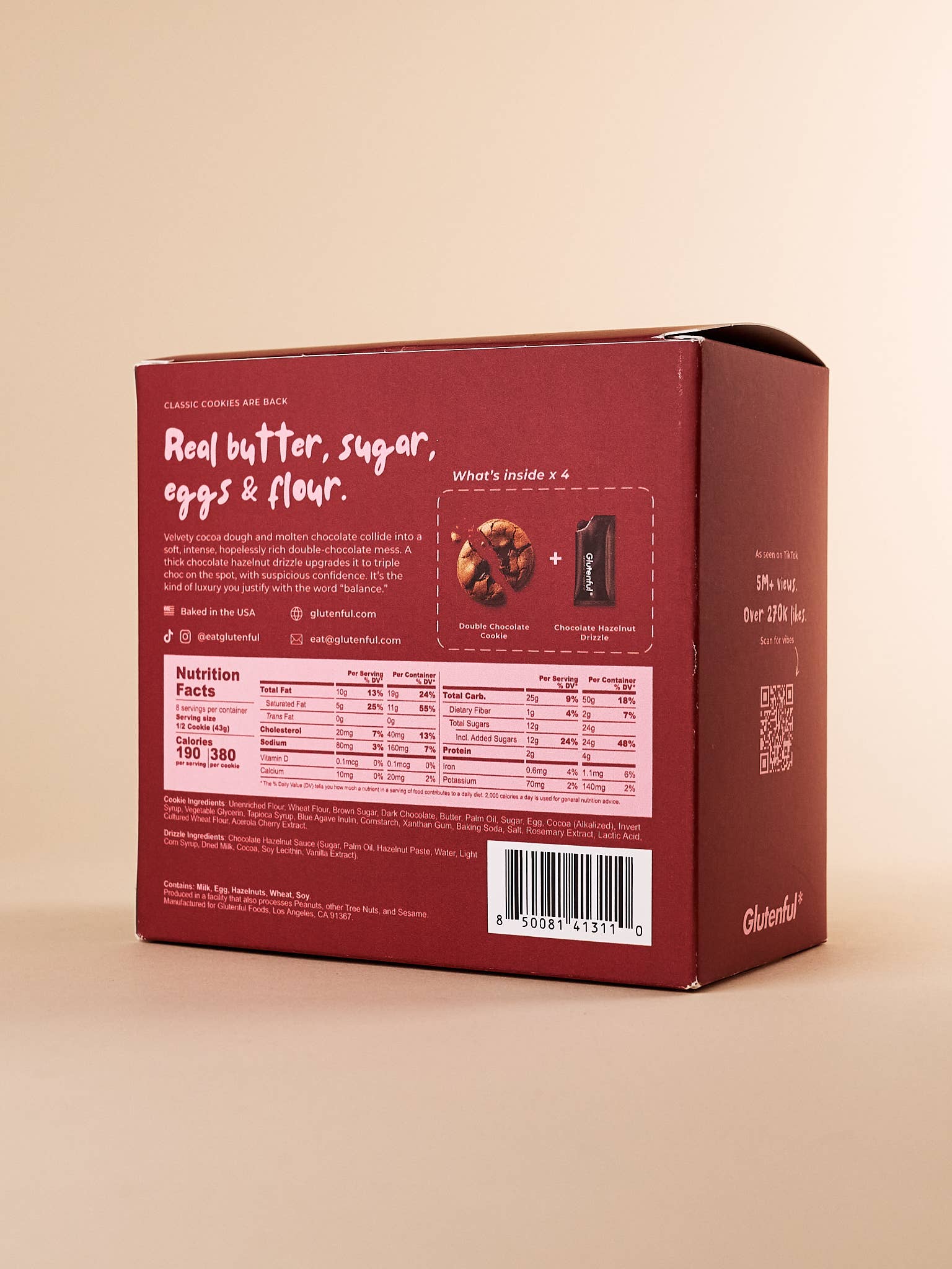 Glutenful - Wholesale Cookie - 4-Pack Double Chocolate Cookies with Drizzle Packets1