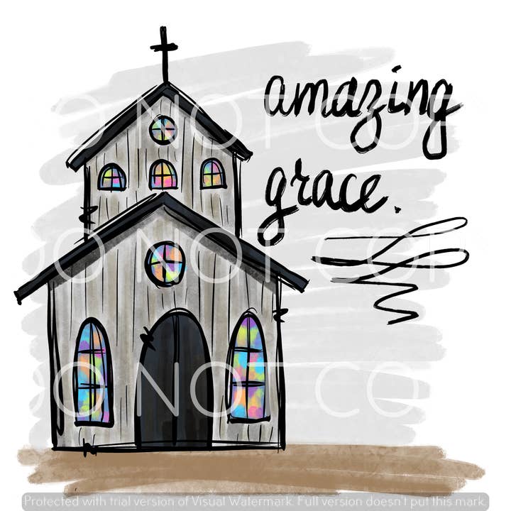 PLT Wholesale - Vente Transfert pour sublimation - Feuille de transfert de l'église de campagne Amazing Grace0