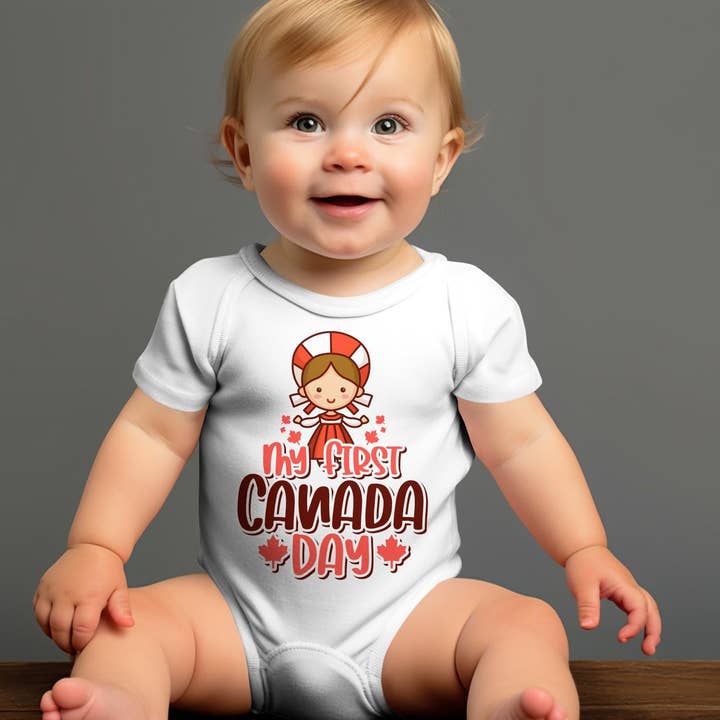 Body pour la première fête du Canada pour bébé, jolie tenue en forme de feuille d'érable pour bébé, combinaison patriotique pour les fêtes canadiennes, vêtements de célébration du 1er juillet pour la vente par FreakyTeeFactory