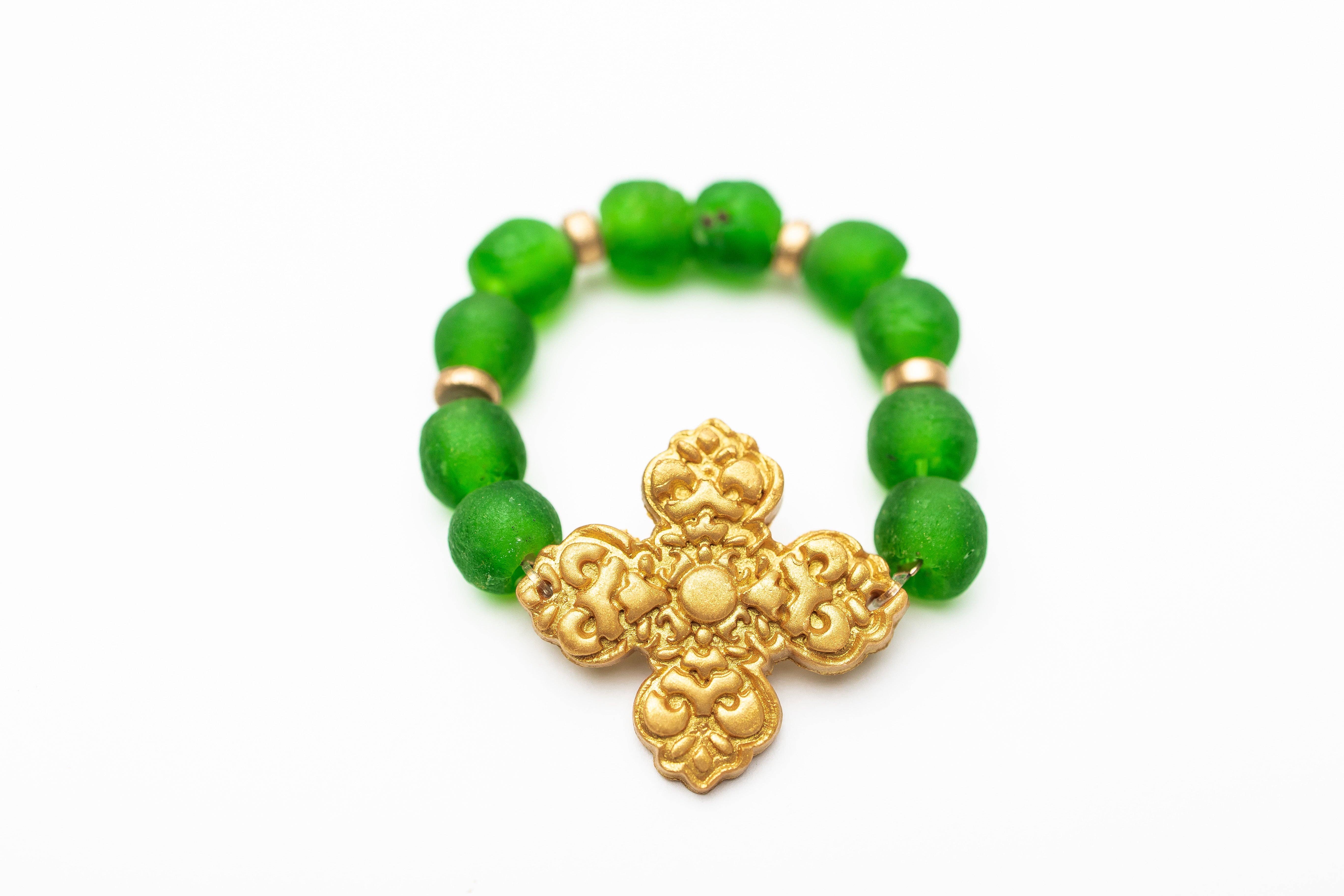 Hidden Truth Jewelry - Wholesale Beaded Bracelet - Green Glass with Andrea4