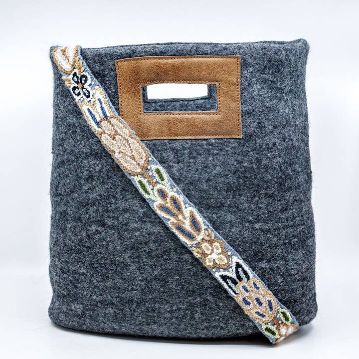 Fibres of Life - Wool & Felt - Wholesale Tote Bag - Women's - Felt & Leather Tote w/ Strap | Crossbody Bag | Wool Tote Bag2