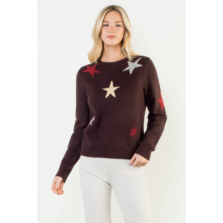 Jersey de manga larga con intarsia de estrellas para venta al por mayor de THML