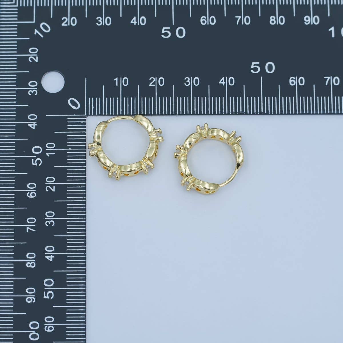 Aim Eternal - Wholesale Huggie Earrings - 24K Gold Filled 18mm CZ Anchor Mariner Huggie Earrings | AI4312