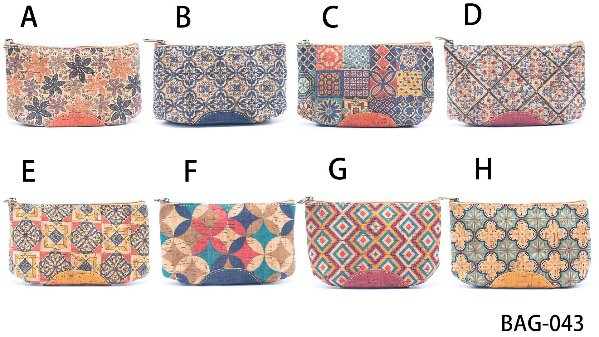 Meninas Bonitas Cork - Wholesale Coin Purse - Women's - （5units）cork coin purse color with patterns BAG-0434