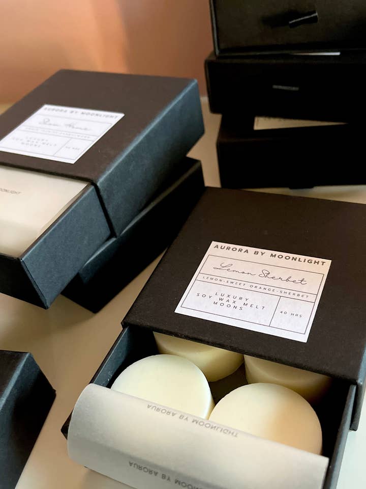 Luxury Wax Melt Moon Boxes, Giftable for wholesale by Aurora By Moonlight
