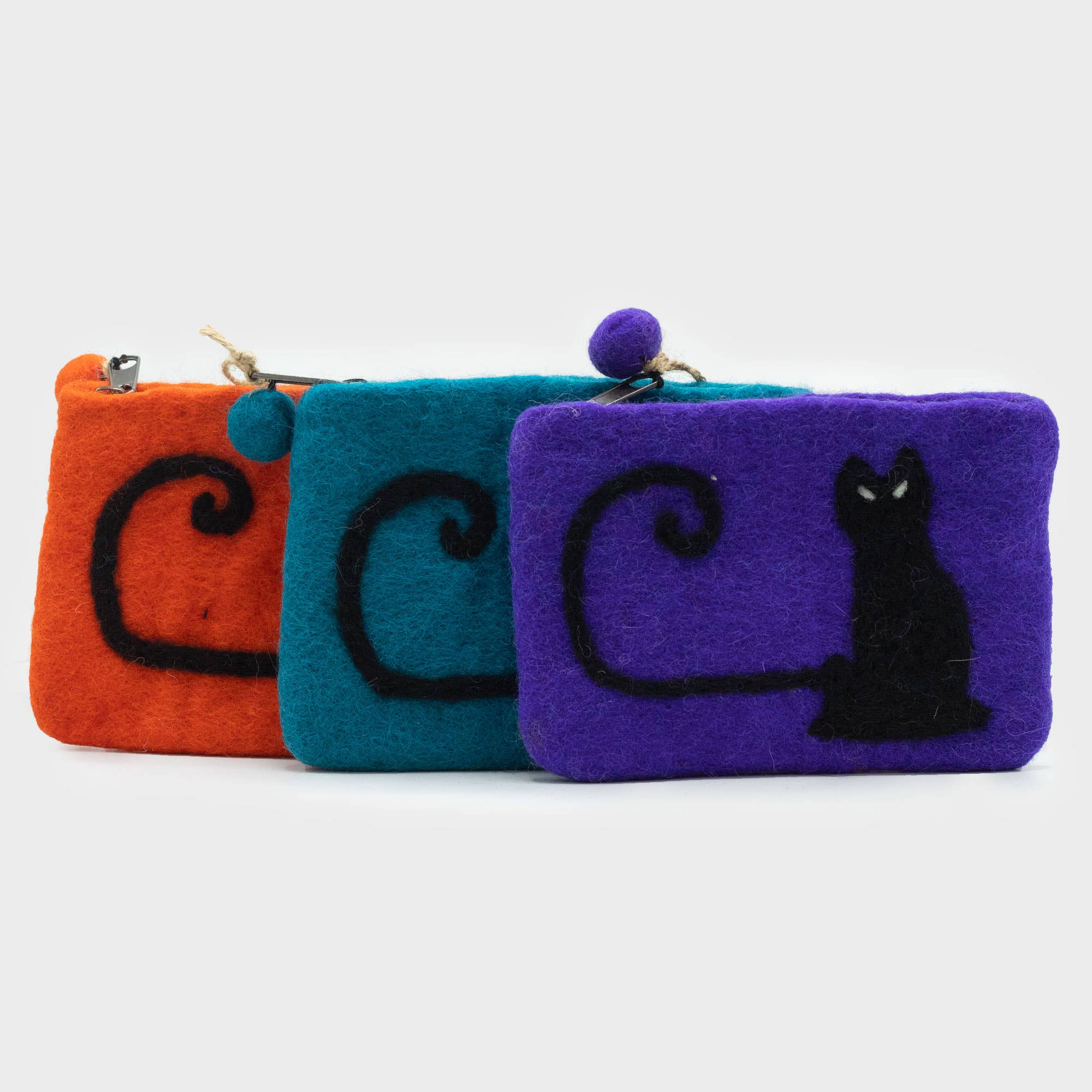 Ancient Wisdom – wholesale Pouch – Women’s – Natural Felt Zipper Pouch (asst) - Cat Face1