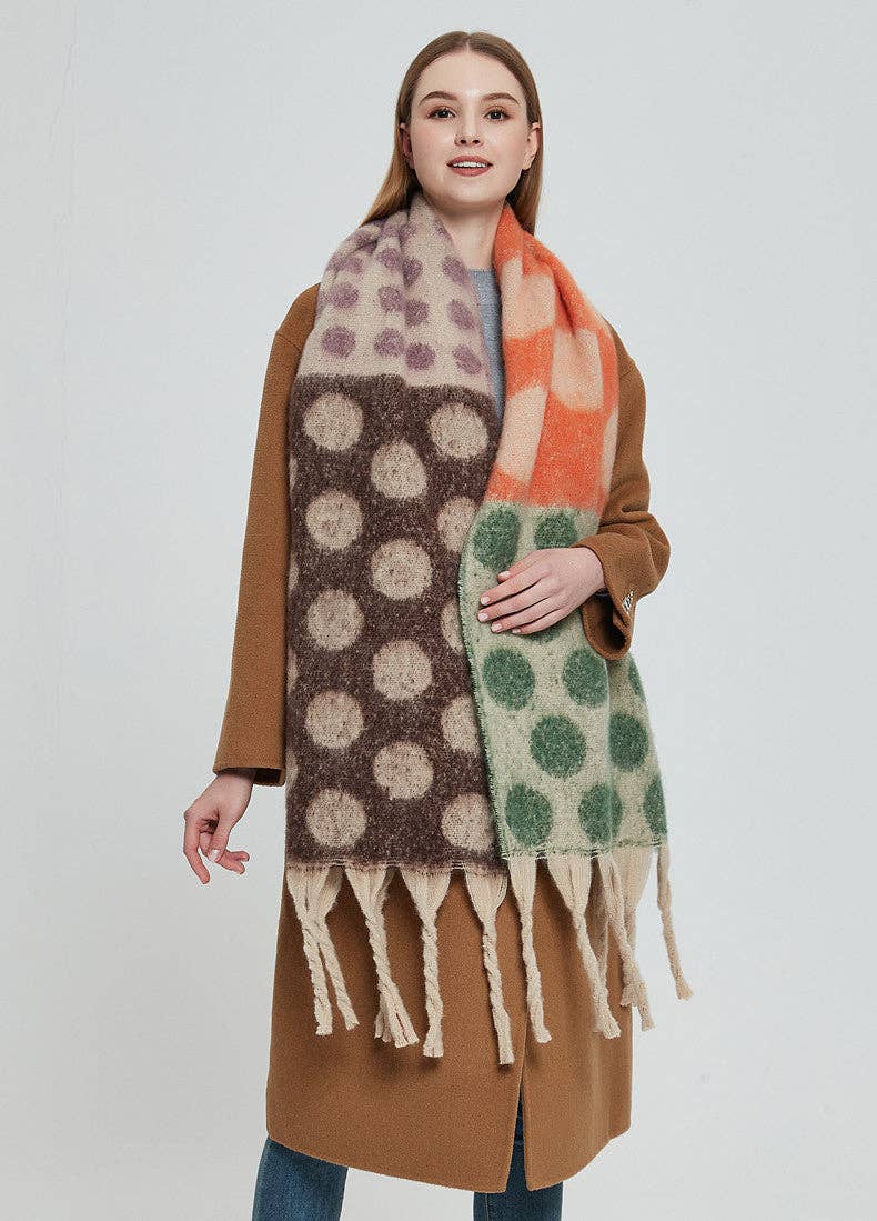 Dipped Shop – Cachecol - Mulher por atacado – Borla de Ponta de Cor Contraste DPKS102613