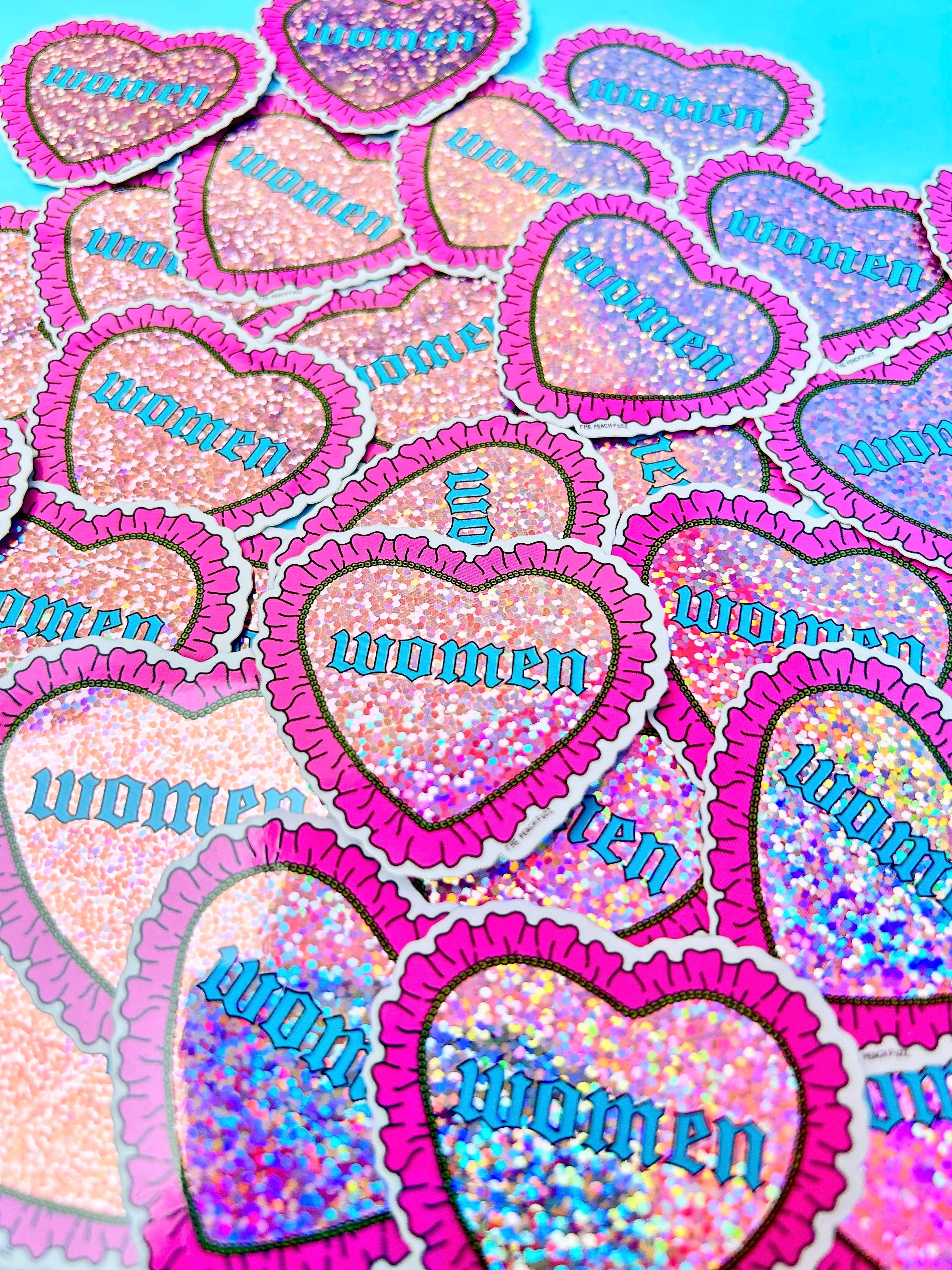 The Peach Fuzz - Wholesale Sticker - Heart Women Glitter Sticker1