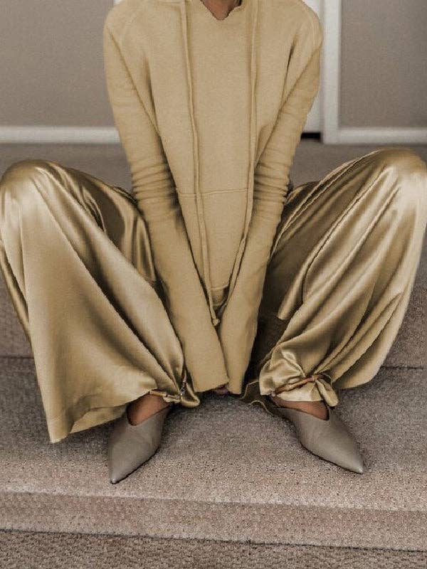 GREEN Original Solid Color Hoodies&Wide Leg Pants Two Pieces Set for wholesale on Faire3