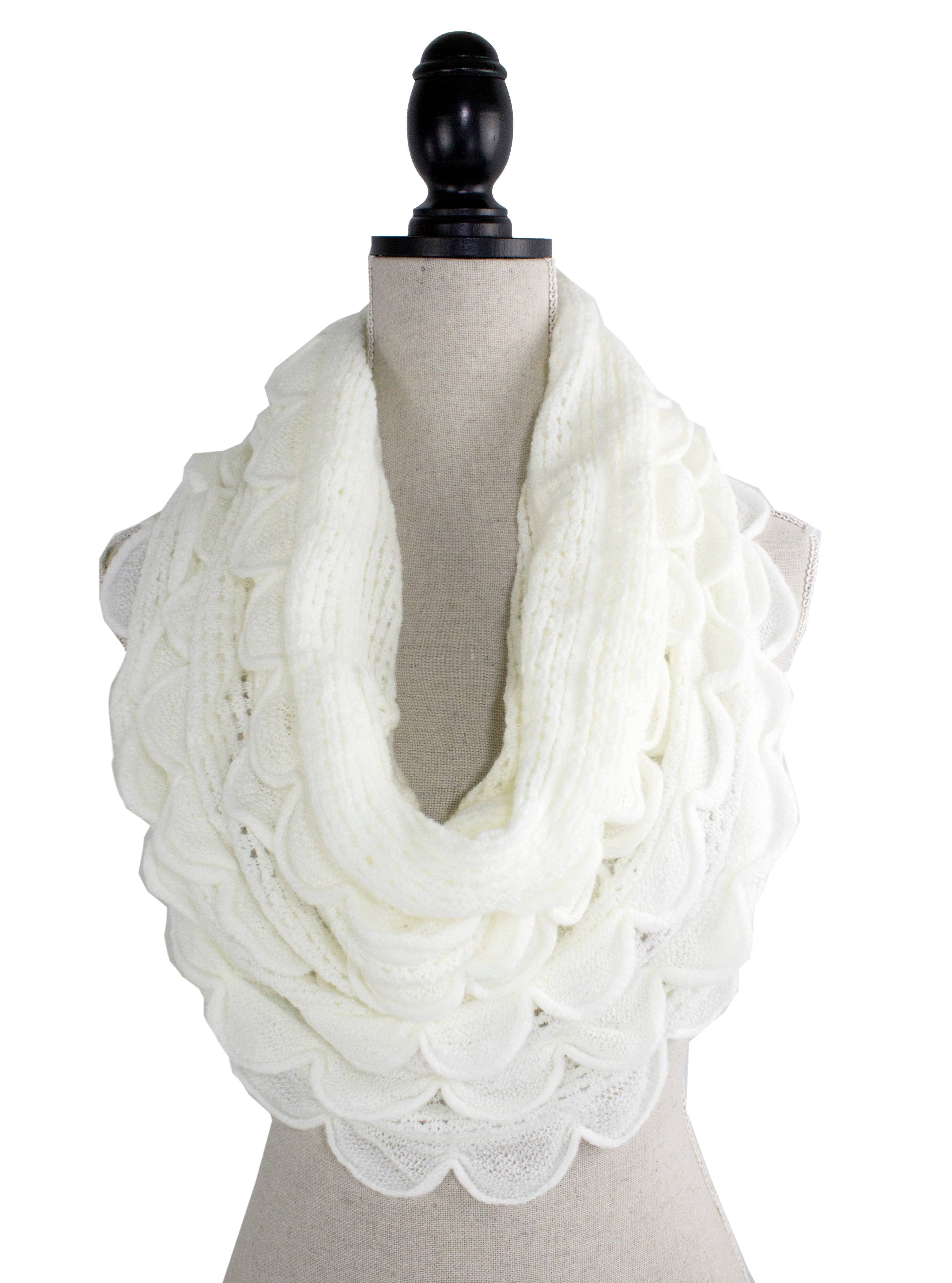 Fennco Styles - Wholesale Scarf - Women's - Oversized Scalloped Ruffle Knit Infinity Loop Scarf 4 Colors6