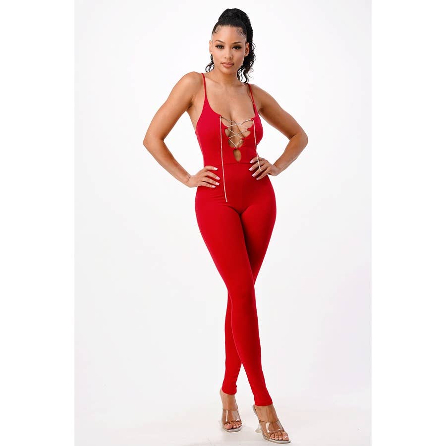 Lime All the Time - Vendita all'ingrosso Tuta intera - Donna - Tuta con lacci e strappi a V7