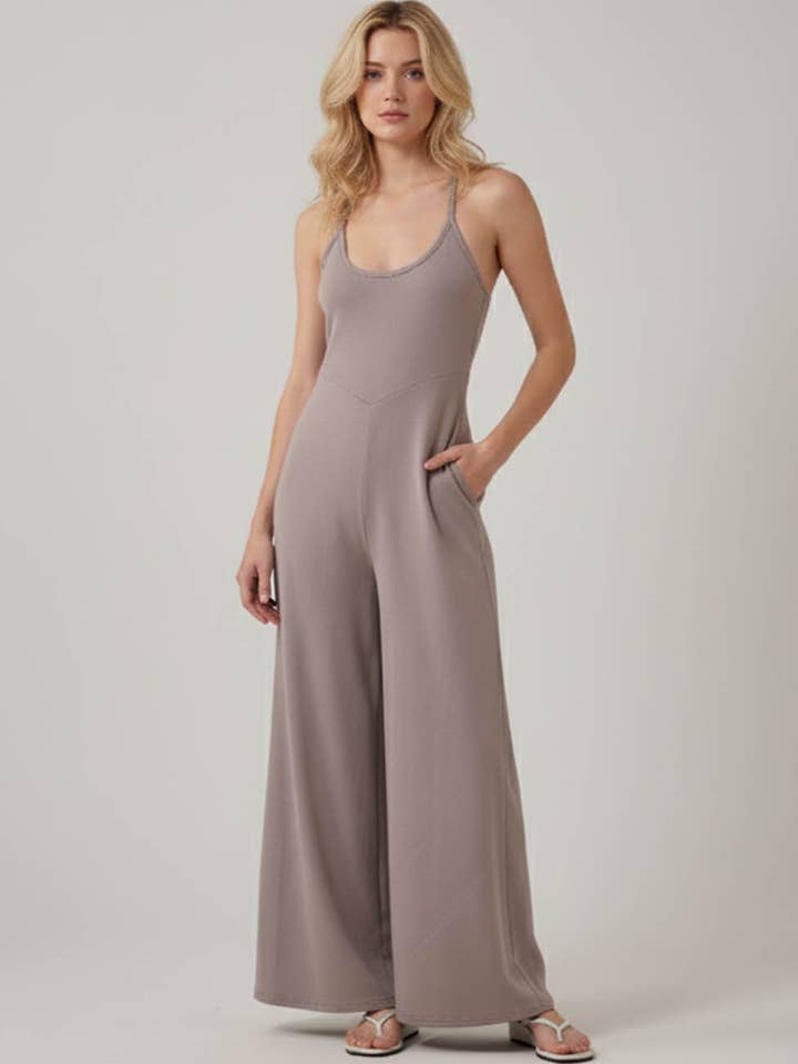 Ladies Solid Color String Shoulder Overall SKJ5M14 for wholesale by Sweetkama