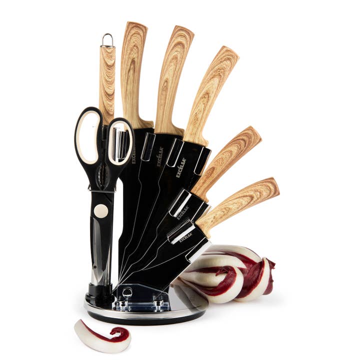 Black Wood Knife Block Set PZ.8 for wholesale by Bergamaschi & Vimercati S.p.a.