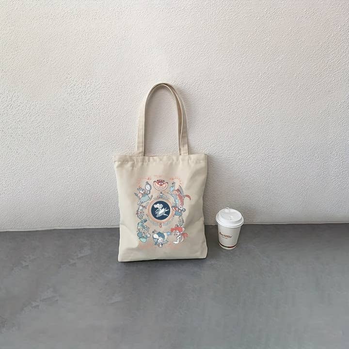 BEIGE Printed Durable Fashion Canvas Tote Bag for wholesale on Faire2