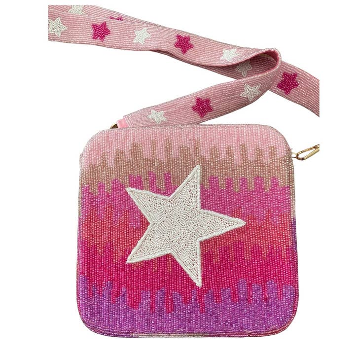 Star Seed Bead Box Bag - Pink for wholesale by Golden Lily