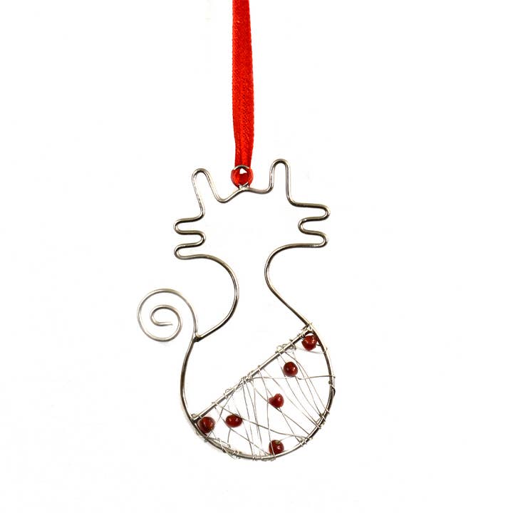 Beaded Cat Ornament for wholesale by Mira Fair Trade