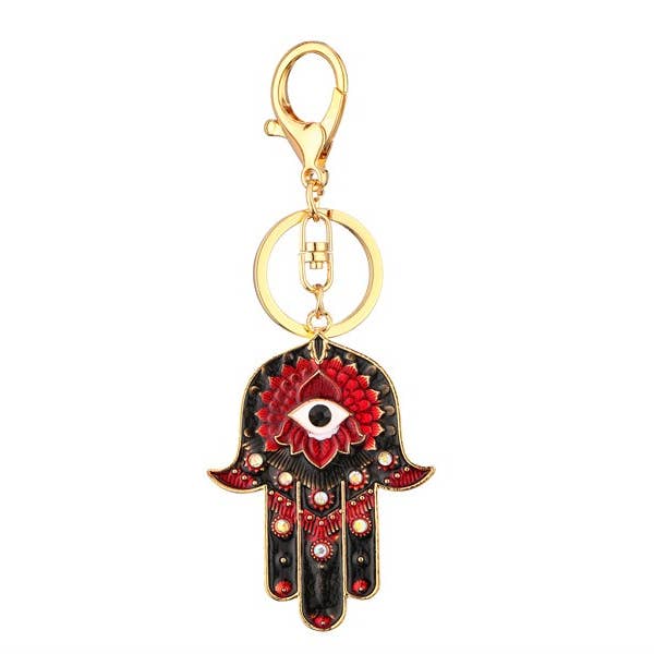 Nima Accessories Inc - Wholesale Keychain - Women's - Rhinestone HAMSA Fashion Key Chain