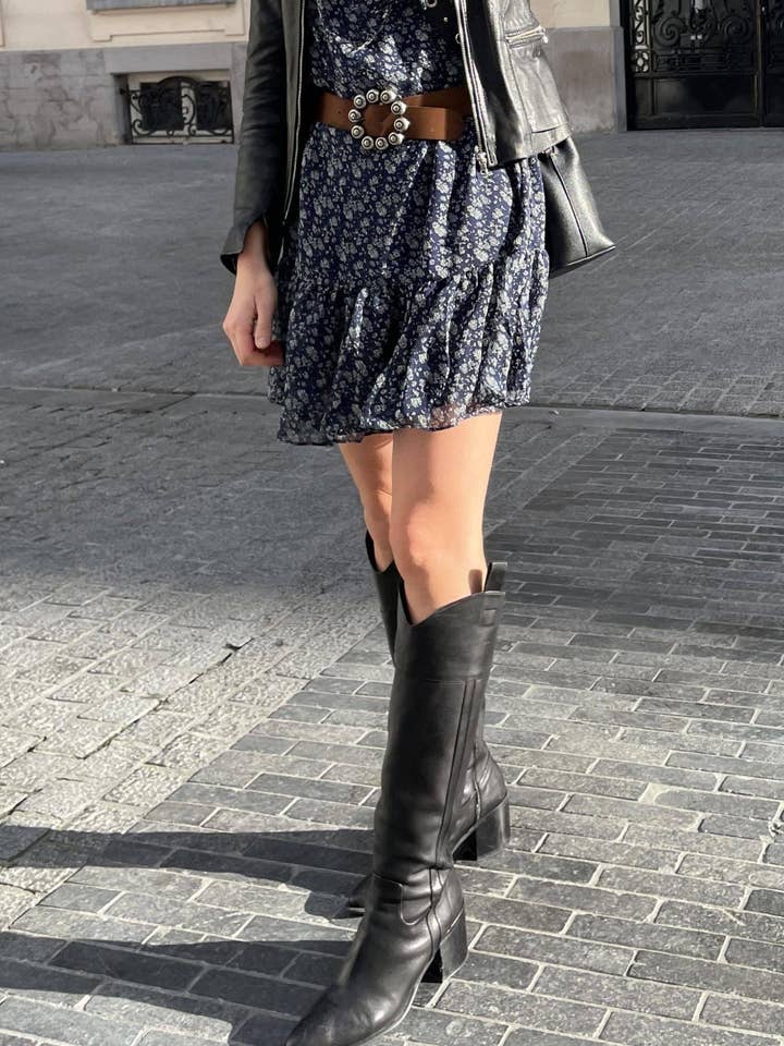 Mangará Atelier - Wholesale Boots - Women's - Brown Calf Leather Knee-High Boots – Women’s Block Heel Riding Boots3