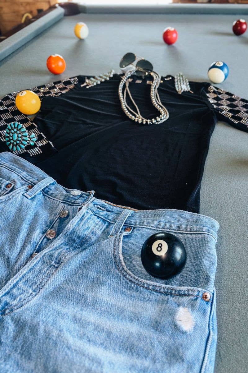 Sterling Kreek – wholesale Blus - Dam – Incheckad svart meshtopp7