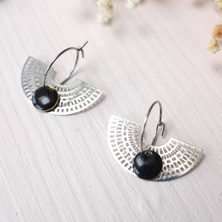 La Lunaire earrings in black for wholesale by Sophie Bijoux