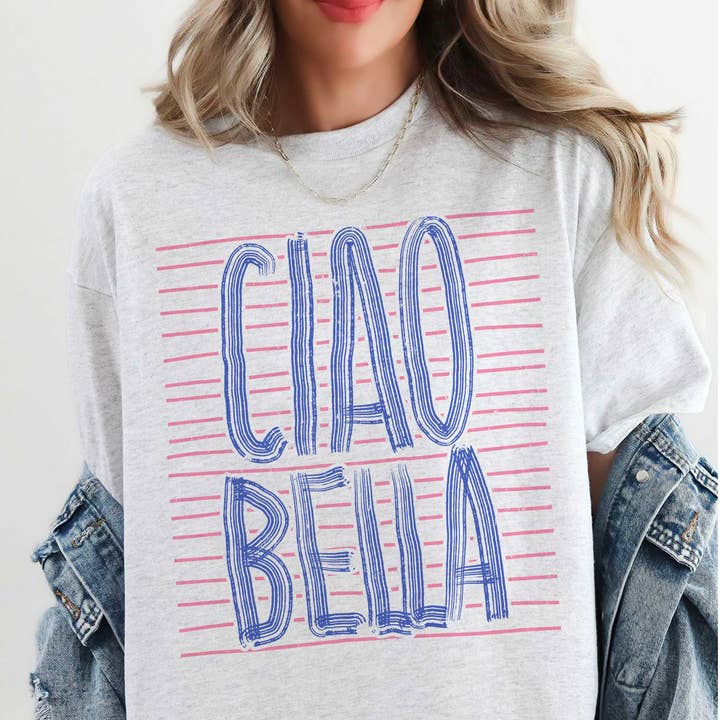 A. BLUSH CO - Wholesale T-Shirt (Graphic) - Women's - CIAO BELLA Oversized Graphic Tee0