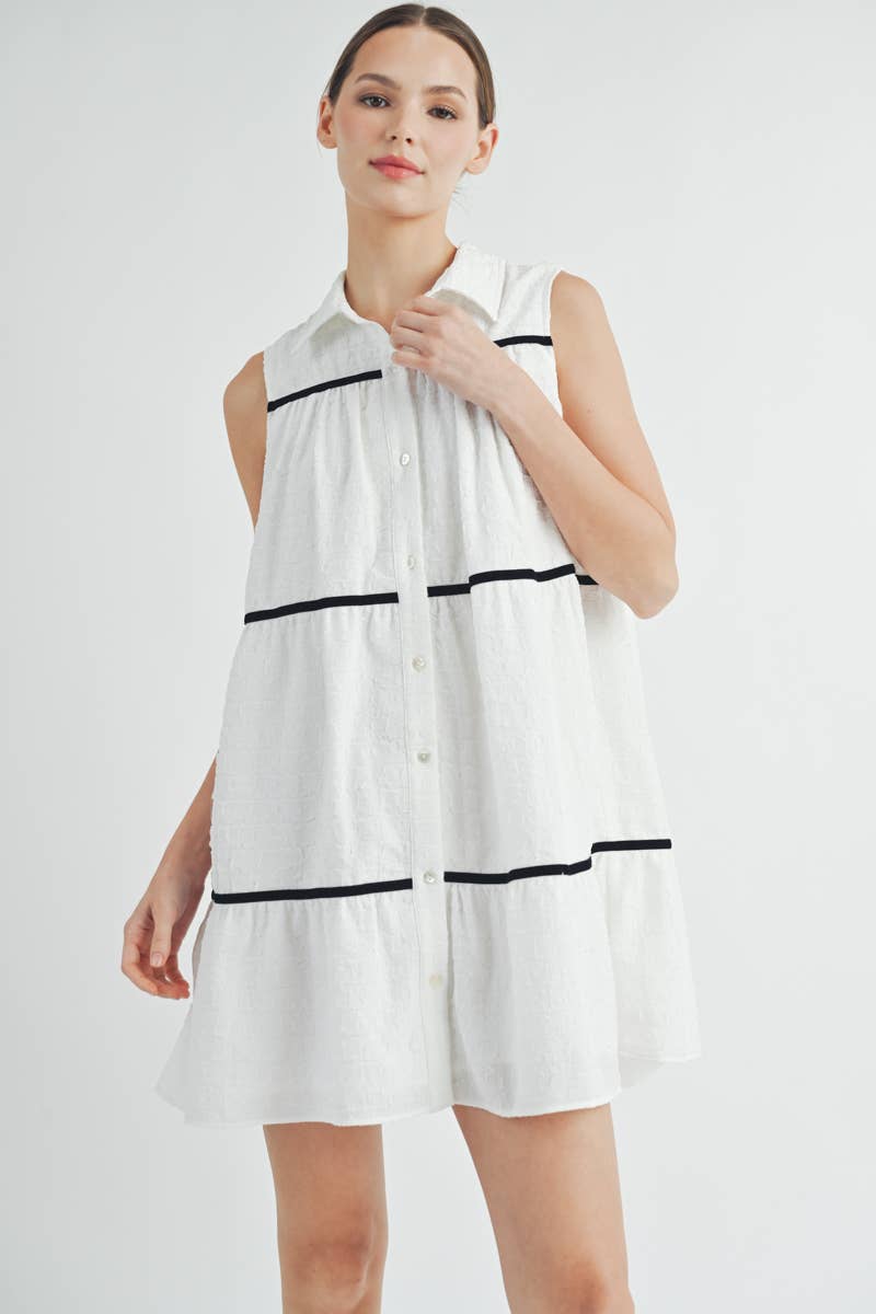 AIBLEE - Venta al por mayor Vestido - Mujer - Vestido mini de vuelo abotonado - Sin mangas31