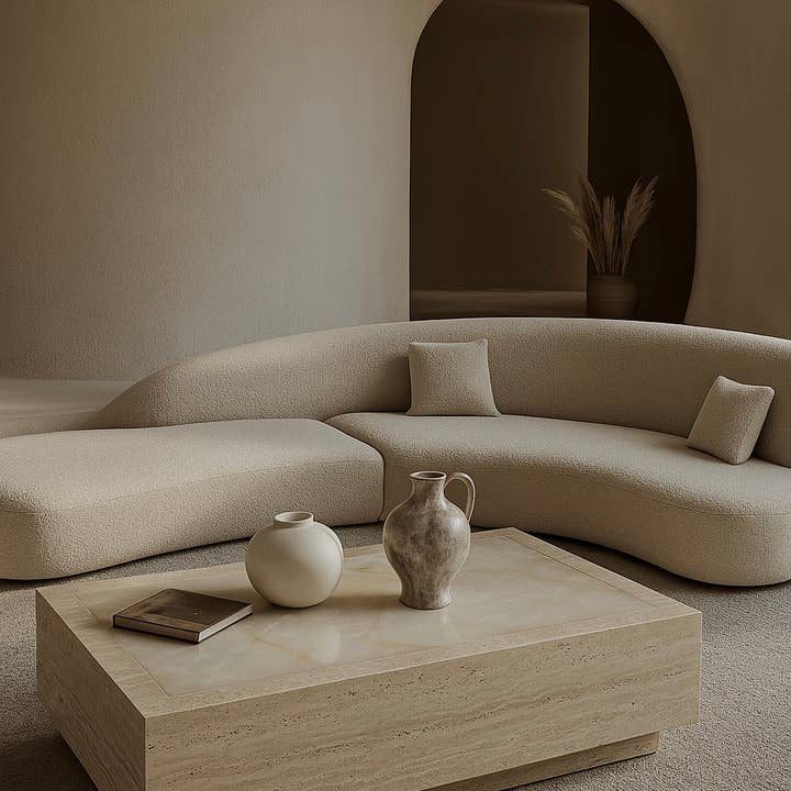 Belaré Home - Wholesale Coffee Table - Palermo Beige Travertine Onyx Coffee Table 52" Modern Stone1