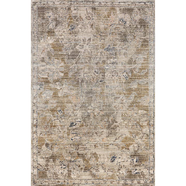 Beige Zenni Vintage Floral Indoor/Outdoor Machine Washable Area Rug for wholesale on Faire8
