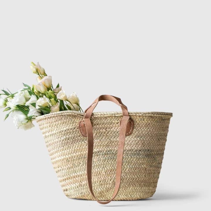 ProHandmadeDesign - Wholesale Beach Bag - Handmade Straw Bag: Leather Strap, French basket Market