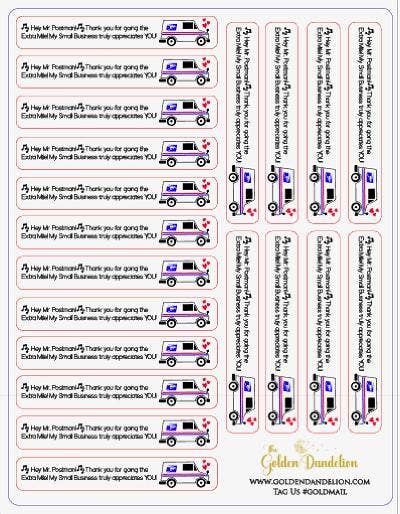 The Golden Dandelion - Wholesale Sticker - 20ct Hey Mr Postman USPS Thank You Stickers, 3.75"x.75"1