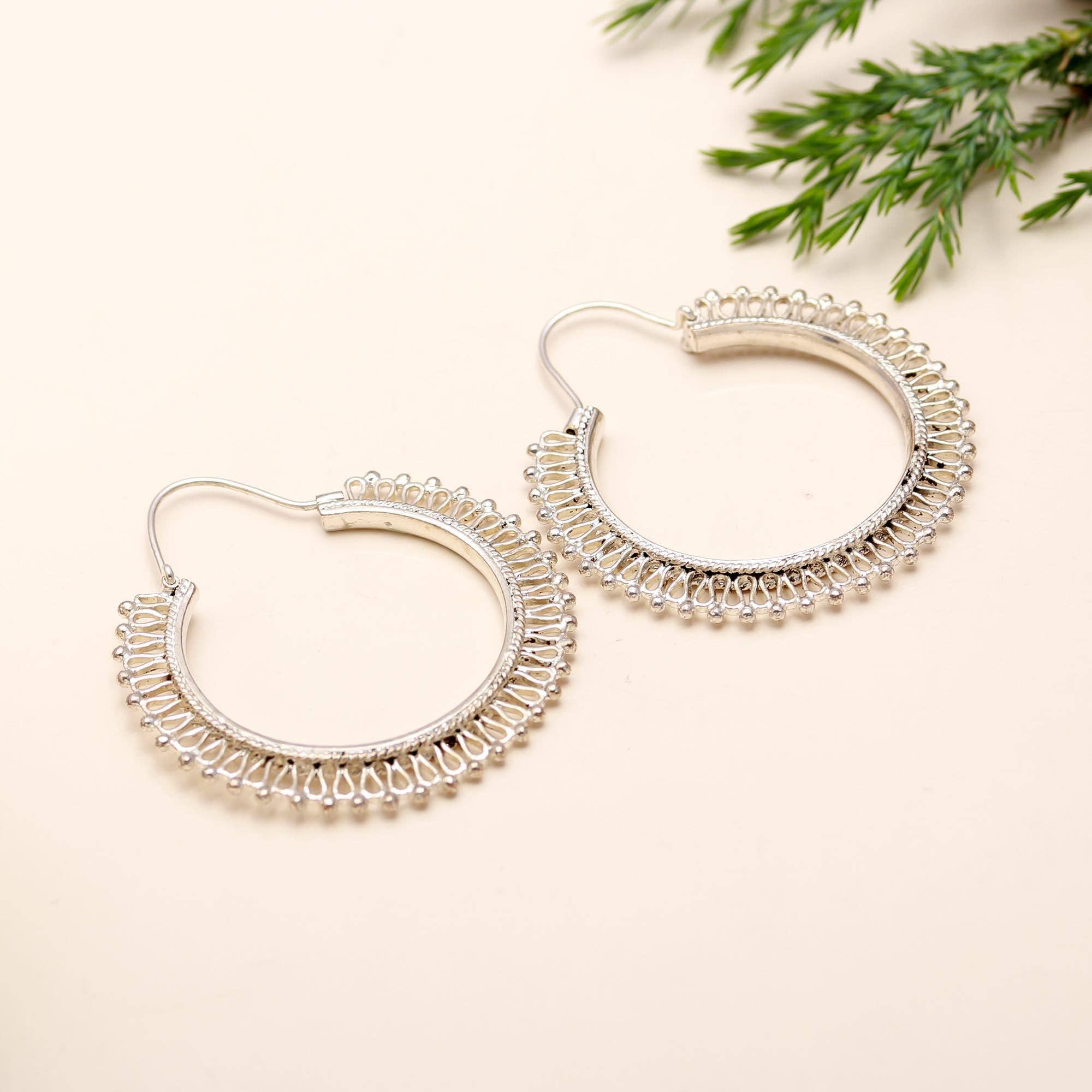 AG 925 JEWELLERY - Wholesale Hoop Earrings - 925 Silver Intricate Filigree Hoop Earrings2