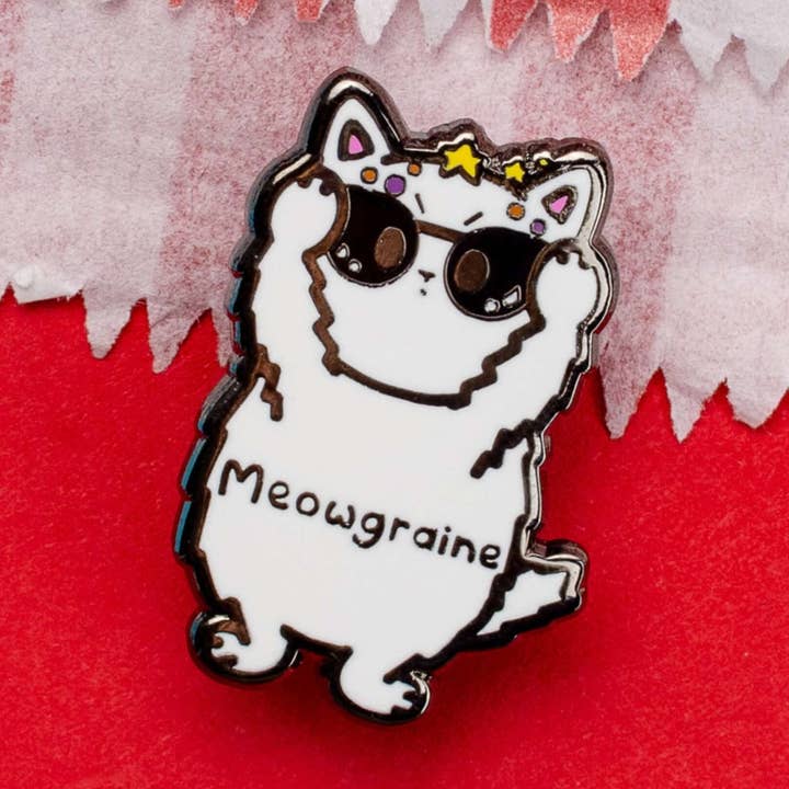 Meowgraine enamel pin - Migraine for wholesale by Innabox Ltd