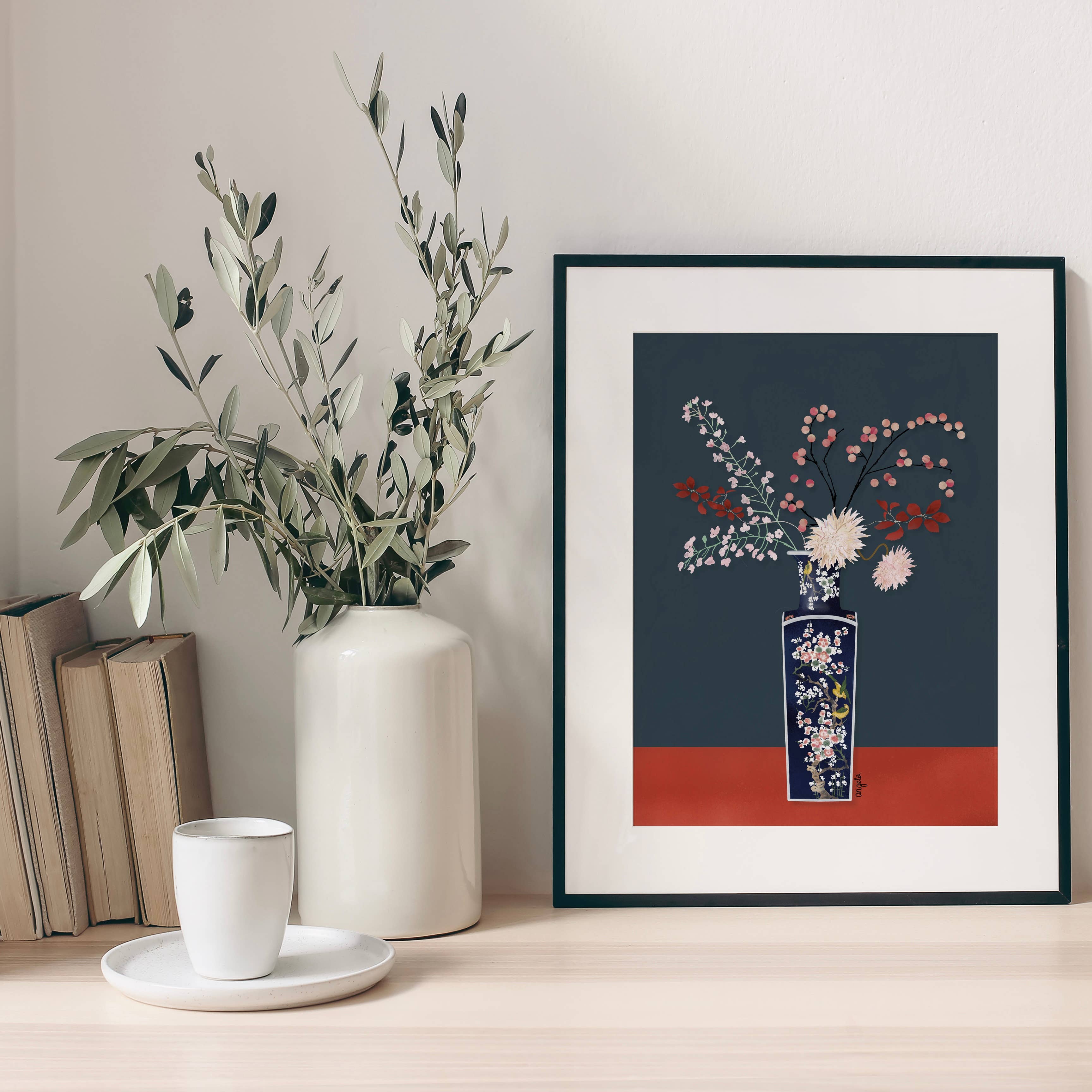 Studio Angelart - Wholesale Poster - Flowers on oriental vase illustration art print1