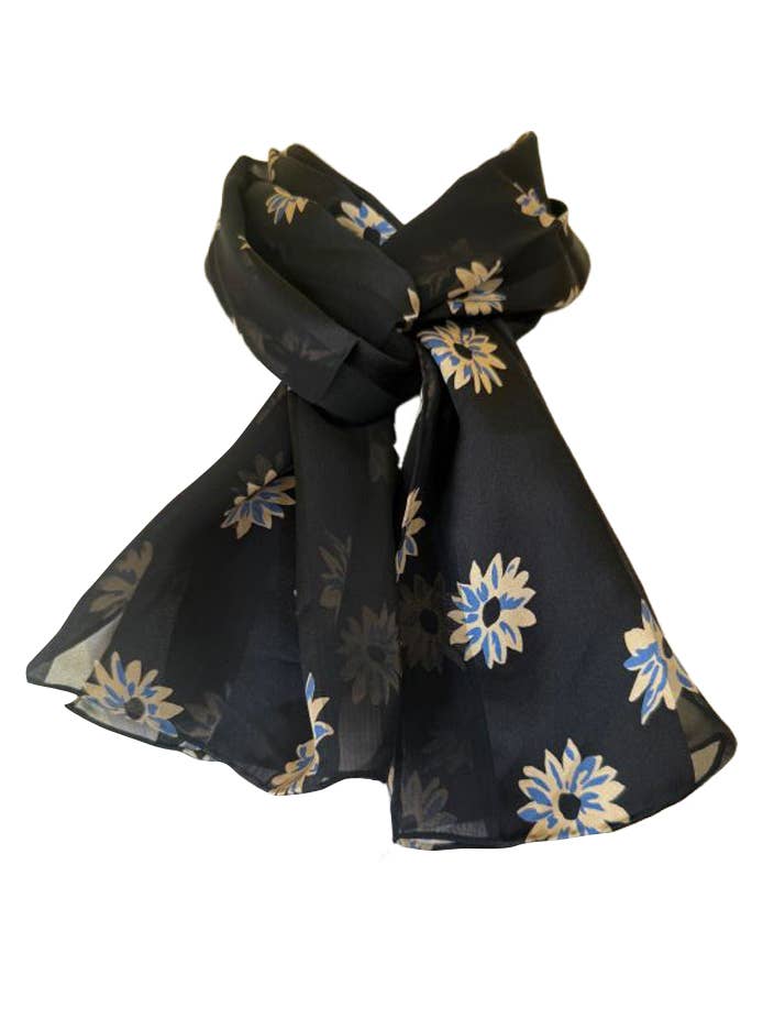 Écharpe en soie chiffon à imprimé floral (D231B) pour la vente par J & X