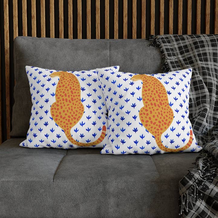Orange Cheetah Pillow Case - Throw Pillow Cover - Grandmillennial Style for wholesale by Peccole House