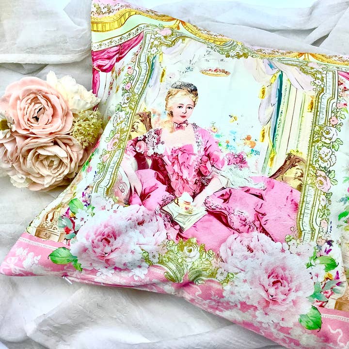 Marie Antoinette Tea House Chair Throw Pillow Cover for wholesale by All Little Cute Things