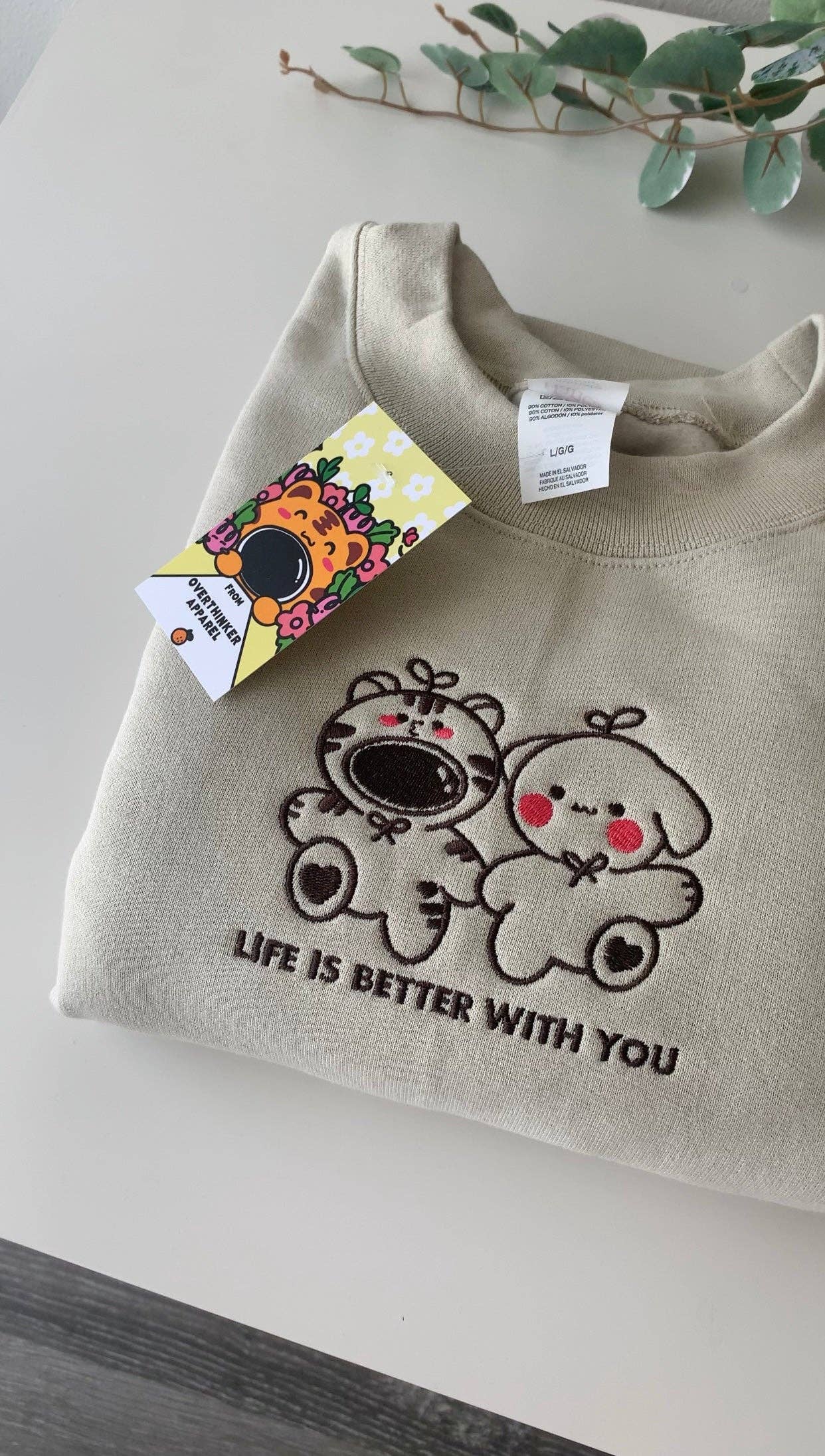 Overthinker Apparel - Wholesale Graphic Sweatshirt - Unisex - Life Is Better With You – Embroidered Oversized Sweatshirt5