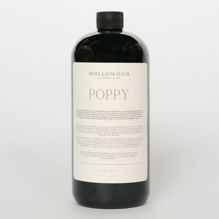 Hollowood Home and Candle - Venta al por mayor Detergente líquido para ropa - Detergente líquido de lujo Poppy para ropa