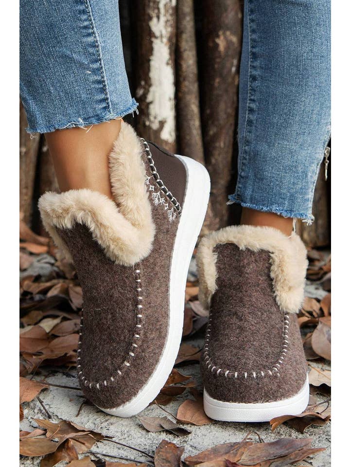 Little Daisy Closet - Wholesale Boots - Women's - LDC Suede Stitching Patchwork Plush Lined Anklet Boots