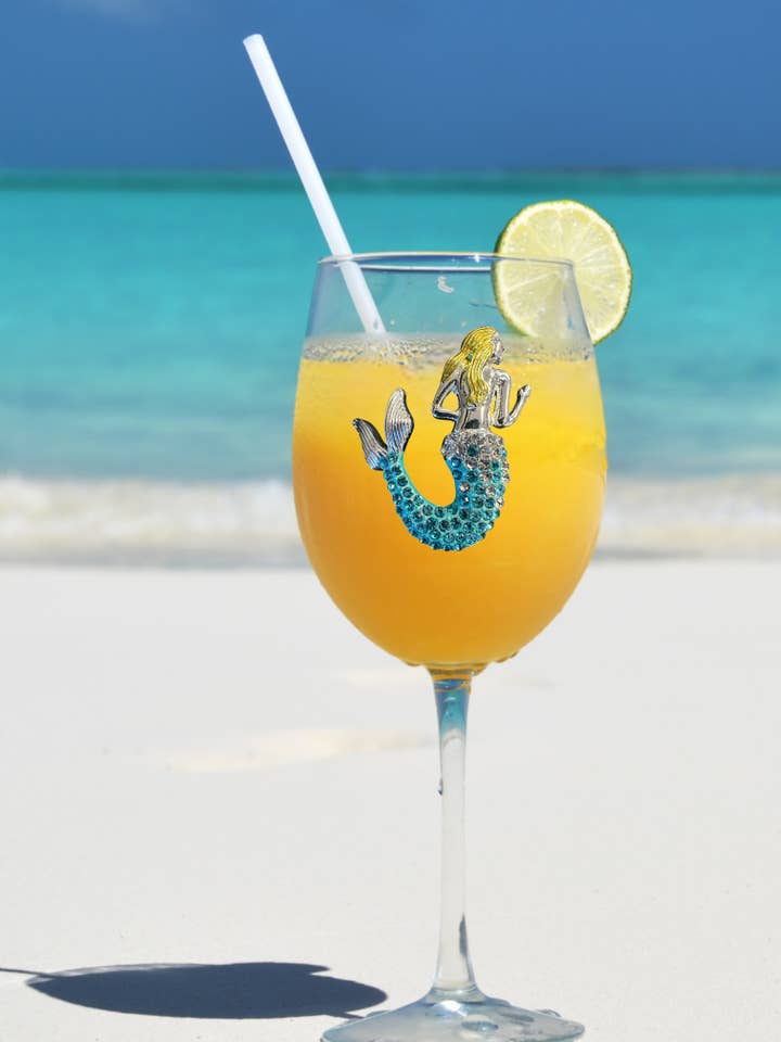 Aurora Borealis Mermaid Jeweled Stemmed Wine Glass for wholesale by The Queens' Jewels®