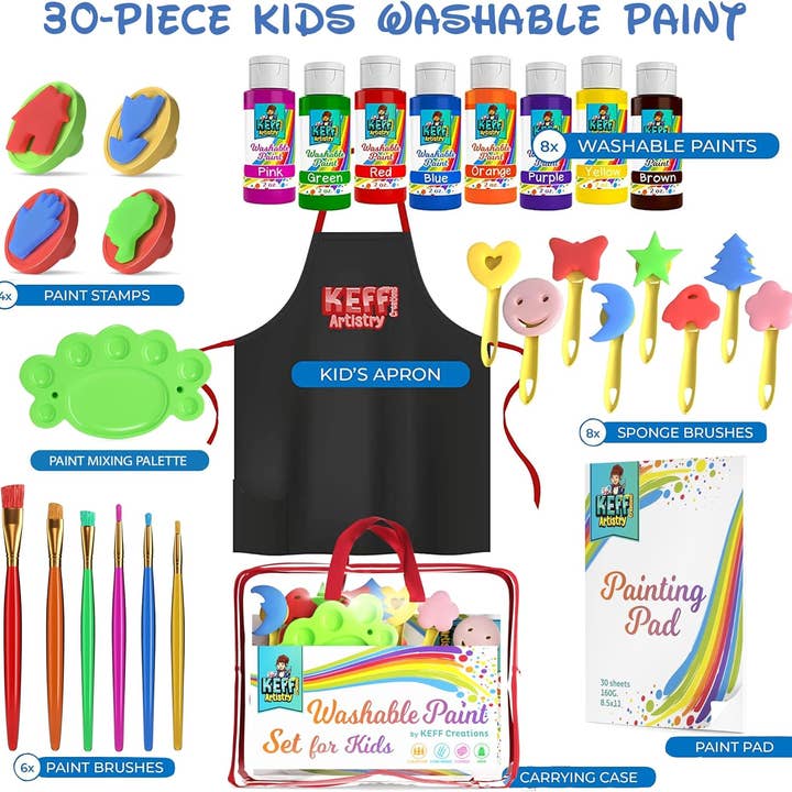 Keff Creations - Wholesale Finger Paint - 30pcs Washable Finger Paint Set for Kids and Toddler