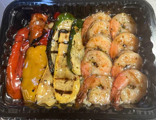 All Fresh Seafood - Wholesale Pasta - Balsamic Veggie Shrimp Bowl Over Orzo, 1 LB Retail Tray