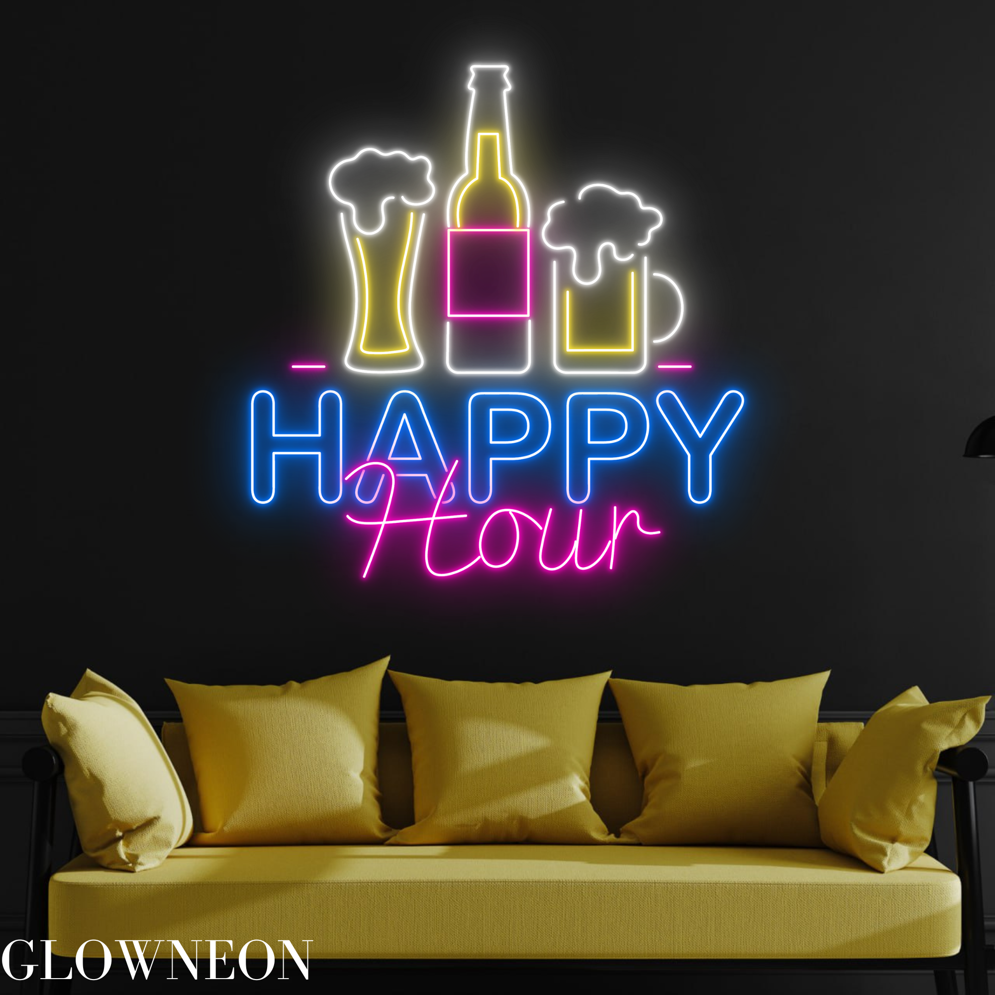 Glow Neon - Wholesale Neon Sign - Happy Hour Neon Sign, Happy Hour Beer Club Wall Led Light0