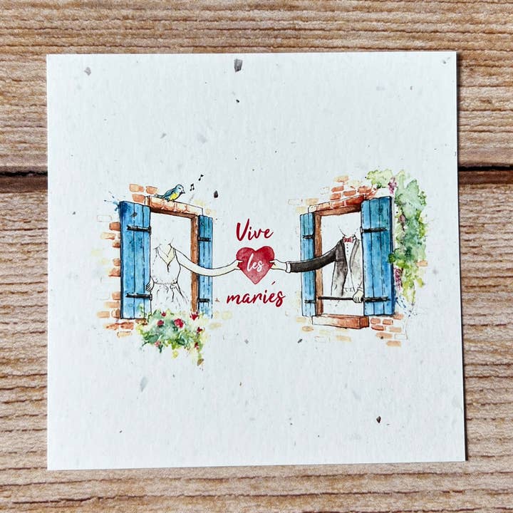 5 piccole carte quadrate tradizionali Lunga vita agli sposi per la vendita all'ingrosso da parte di Les cartes de Lulu